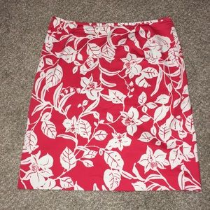 Kasper ASL Petite Skirt Red White Floral
